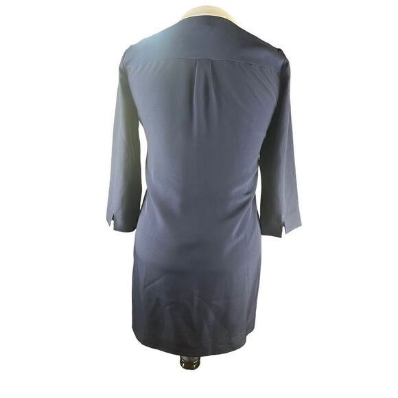 J crew woman’s size 4 navy blue sheath button up dress 3/4 sleeve - Picture 3 of 7